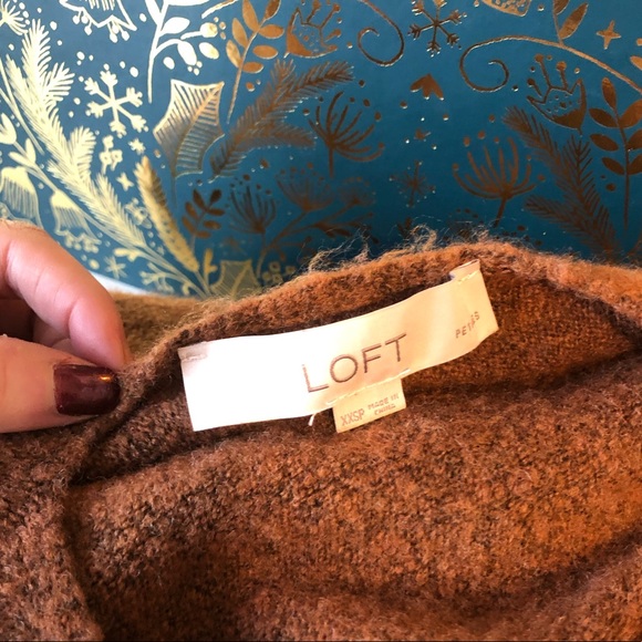 LOFT Petite Brown Crew Neck Sweater with Back Cutout - Picture 4 of 6